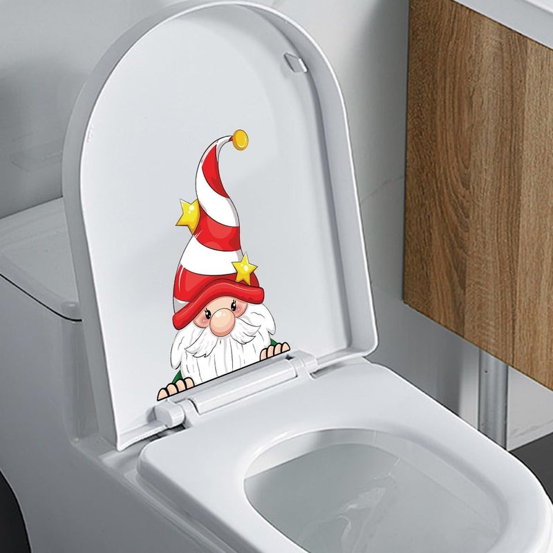 Iprokiu Christmas Toilet Sticker Funny Christmas Santa Claus Snowman Elf Toilet Seat Cover Decoration Waterproof Toilet Seat Lid Decal Bathroom Wall Sticker (Christmas Dwarf) - Image 3